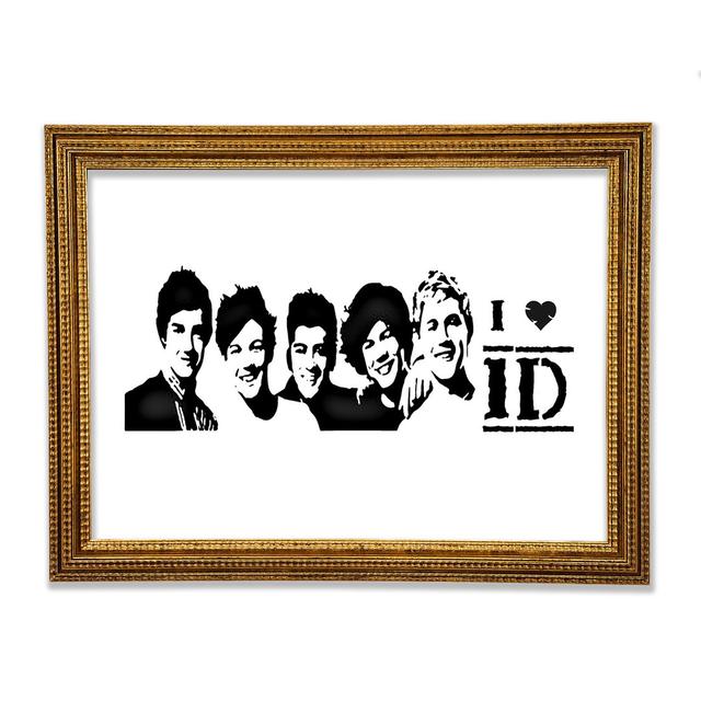 Music Quote I Love 1 Direction Framed Print Happy Larry Size: 29.7cm H x 42cm W x 3cm D, Colour: White on Productcaster.