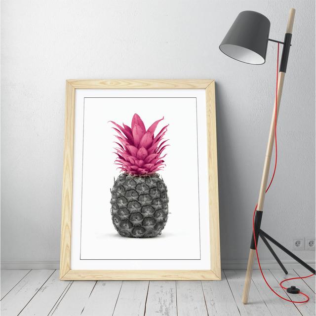 Pineapple Black And White Pink - Single Picture Frame Print on Canvas 17 Stories Frame Colour: White Framed, Size: 35cm H x 26cm W x 2cm D on Productcaster.