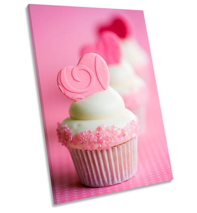 Cupcakes Pink Kitchen - Wrapped Canvas Print 17 Stories Size: 91.4cm H x 61cm W x 4cm D on Productcaster.