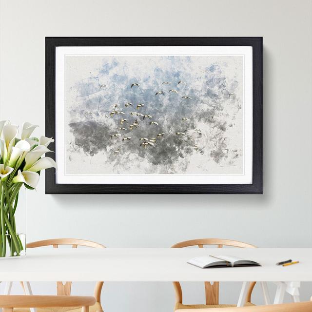 A Flock of Egrets Watercolour - Picture Frame Graphic Art Print East Urban Home Size: 36cm H x 48cm W x 2cm D, Frame Option: Black Framed on Productcaster.