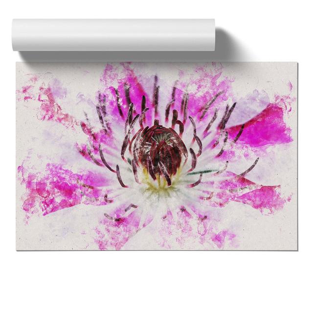 Pink Clematis Flower - Unframed Painting East Urban Home Size: 59cm H x 84cm W x 0.1cm D on Productcaster.