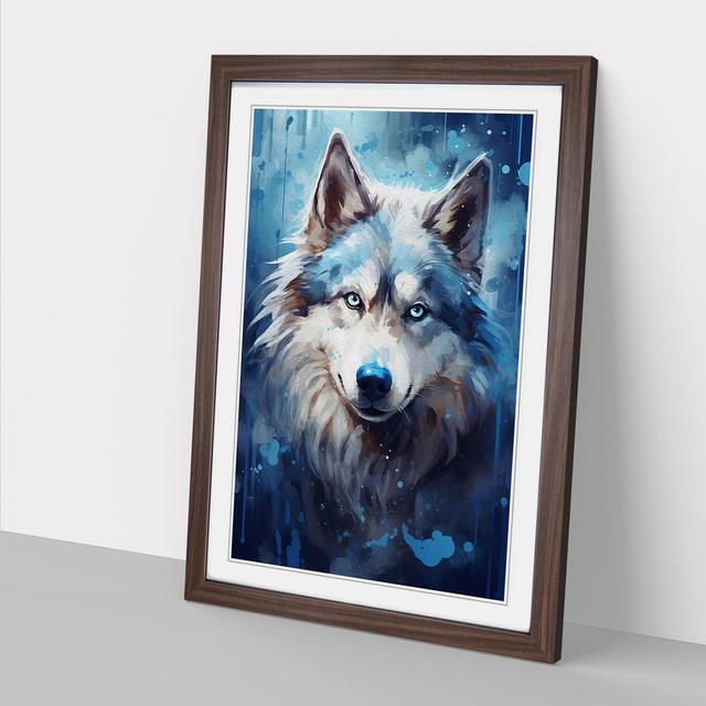 Husky Tachisme - Single Picture Frame Art Prints on Wood Marlow Home Co. Size: 64cm H x 46cm W x 2cm D, Frame Colour: Walnut on Productcaster.