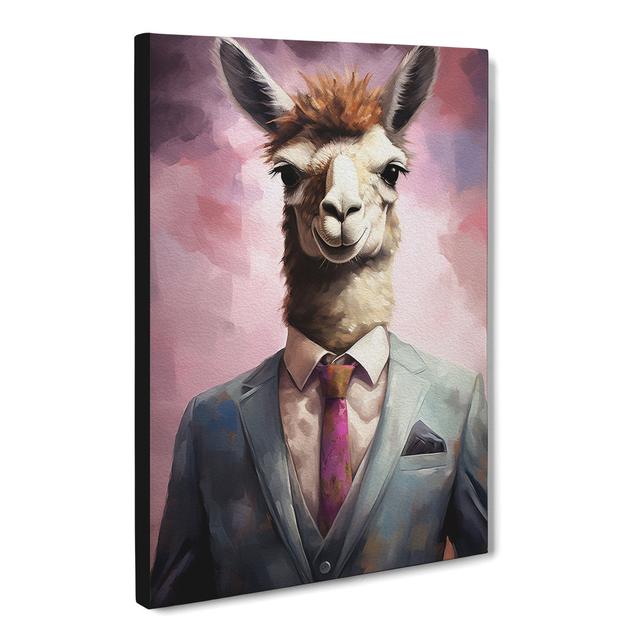 Llama in a Suit Painting No.3 Happy Larry Size: 50cm H x 35cm W x 3cm D on Productcaster.