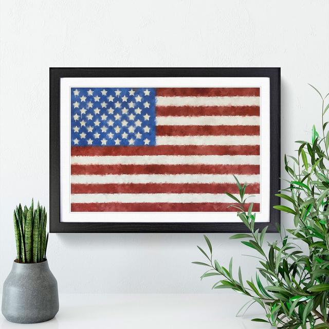 Painted American Flag - Picture Frame Graphic Art Print East Urban Home Size: 62cm H x 87cm W x 2cm D, Format: Black on Productcaster.