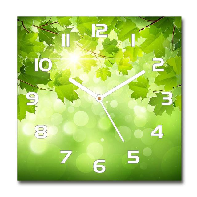 Chestnut Leaves Silent Wall Clock East Urban Home Colour: White/Green on Productcaster.