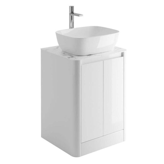 550mm Free-standing Single Vanity Ivy Bronx Vanity Unit Colour: White, Top Finish: White on Productcaster.