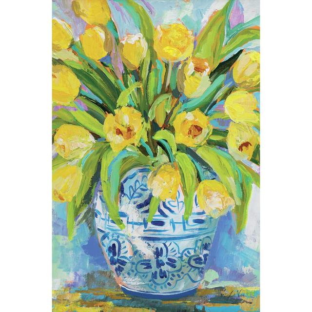 Ginger Jar Tulips by Jeanette Vertentes - Wrapped Canvas Painting Marlow Home Co. Size: 122cm H x 81cm W on Productcaster.