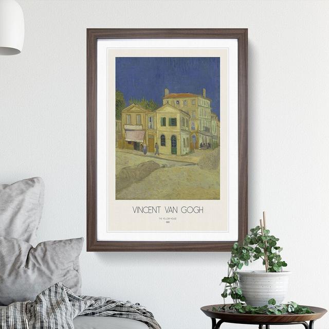 The Yellow House with Border by Vincent Van Gogh - Picture Frame Painting East Urban Home Frame Option: Walnut, Size: 48cm H x 36cm W x 2cm D on Productcaster.