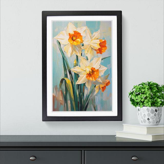 Daffodil Flower Expressionism Marlow Home Co. Format: Black Framed, Size: 34cm H x 25cm W on Productcaster.