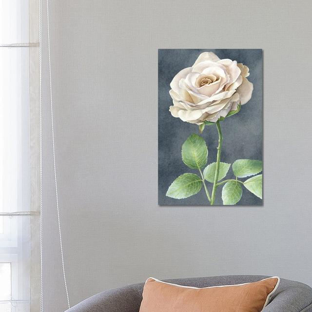 Ivory Roses on Gray Panel I by Kelsey Wilson - Wrapped Canvas Graphic Art ClassicLiving Size: 66.04cm H x 45.72cm W x 1.91cm D on Productcaster.