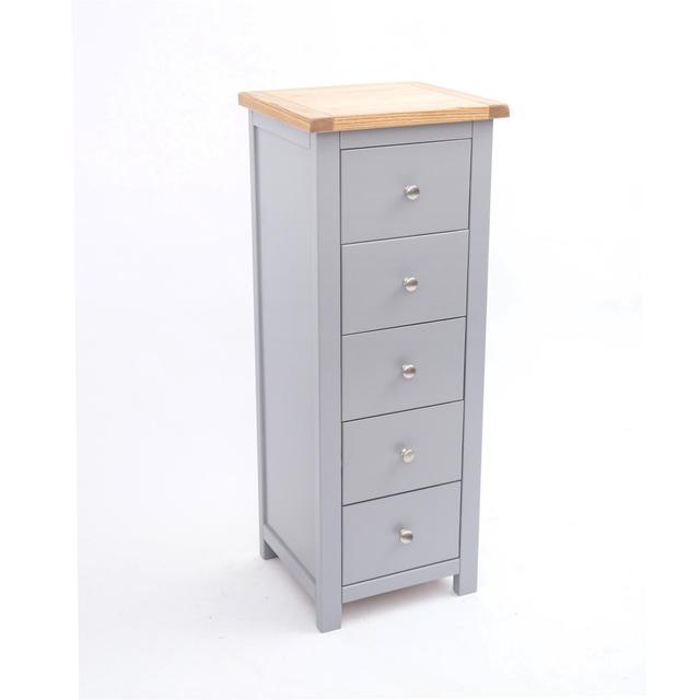 Edmund 5 Schubladen 45Cm B Tallboy Lark Manor Farbe: Naturbelassen/Grau/Chrom on Productcaster.