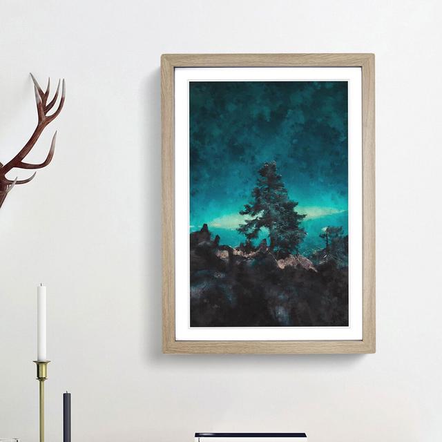 Tree on a Mountain Top - Picture Frame Painting Print East Urban Home Frame Option: Oak Framed, Size: 45cm H x 33cm W x 2cm D on Productcaster.