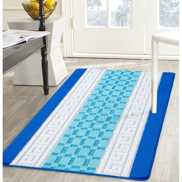 Maci Gel Back Doormat Fairmont Park Mat Size: Rectangle W40 x L60 cm, Colour: Blue/White/Turquoise on Productcaster.