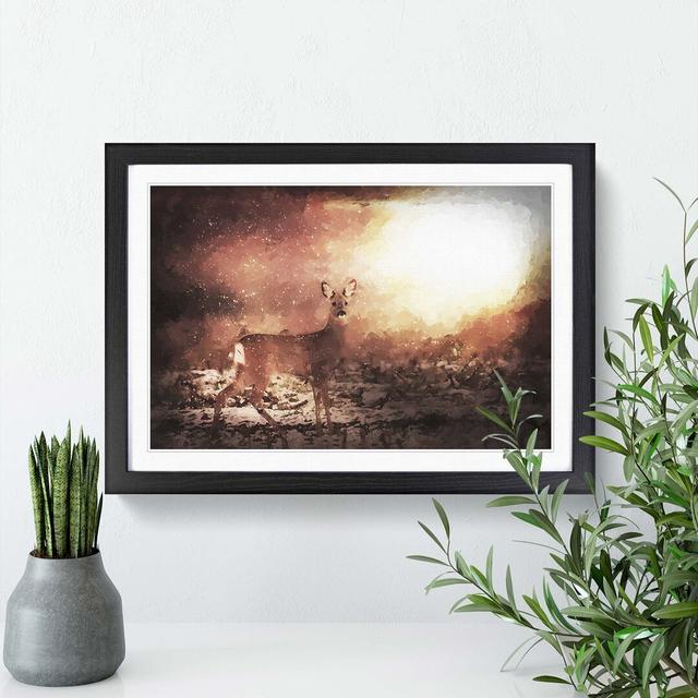 Roe Deer in Sunlight in Abstract - Picture Frame Painting Print on MDF East Urban Home Frame Option: Black, Size: 60cm H x 91cm W x 2cm D on Productcaster.