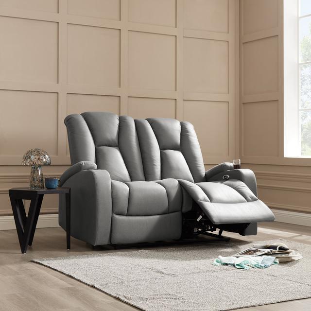 Hannah Upholstered Electric Reclining Sofa TGC Distributors Upholstery Colour: Dark Grey on Productcaster.