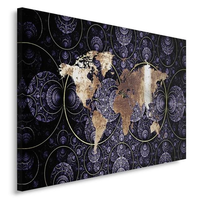 Leinwandbild Map of the World ModernMoments Größe: 60 cm H x 80 cm B on Productcaster.