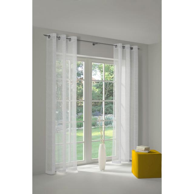 Bettina Polyester Standard Eyelets Sheer Single Curtain Panel Wirth Curtain Colour: White, Panel Size: 125cm wide x 900cm high on Productcaster.