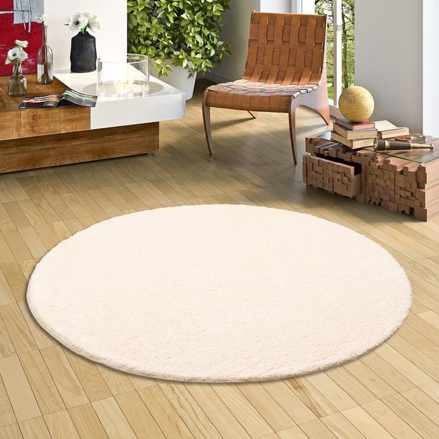 Eoline Shaggy Cream Rug 17 Stories Rug Size: Round 133cm on Productcaster.