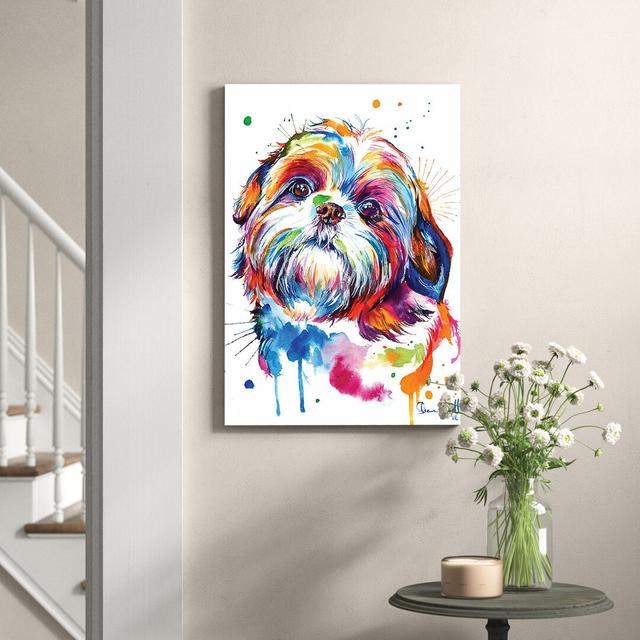 Shih Tzu by Weekday Best - Wrapped Canvas Painting Viv + Rae Size: 66.04cm H x 45.72cm W x 1.91cm D on Productcaster.