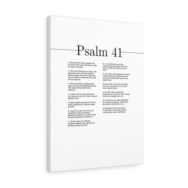 The Lord Will Strengthen Him Psalm 41 - Wrapped Canvas Typography Blue Elephant Size: 36cm H x 28cm W on Productcaster.