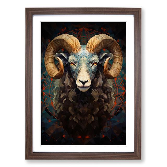 Ram Sheep Geometric No.2 Alpen Home Size: 34cm H x 25cm W x 2cm D, Frame Colour: Walnut on Productcaster.