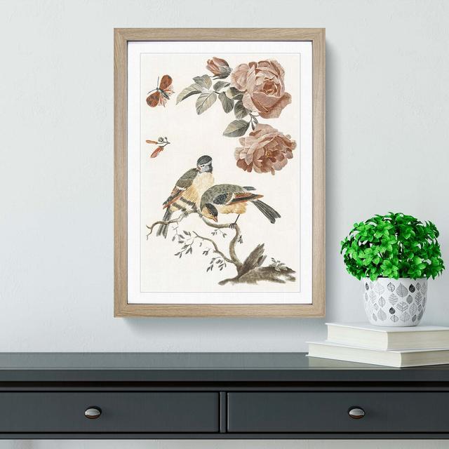 Roses, Birds & Butterfly by Johan Teyler - Picture Frame Graphic Art Print East Urban Home Size: 60cm H x 40cm W x 2cm D, Frame Option: Oak on Productcaster.