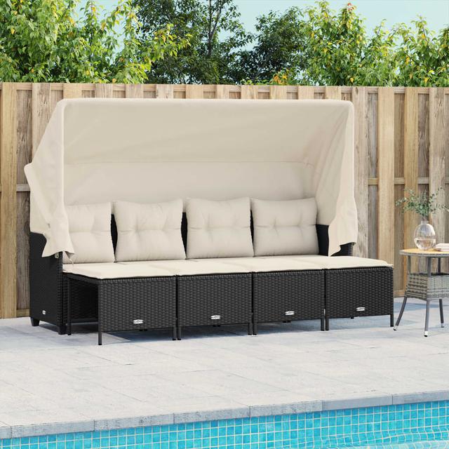 Vidaxl 5-Tlg. Garten-Sofagarnitur Mit Kissen Schwarz Polyrattan 17 Stories Farbe des Kissens: Cremefarben, Rahmenfarbe: Schwarz on Productcaster.