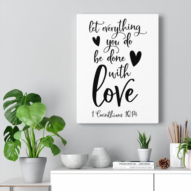 Be Done Love 1 Corinthians 16:14 - Wrapped Canvas Typography Blue Elephant Size: 61cm H x 46cm W on Productcaster.