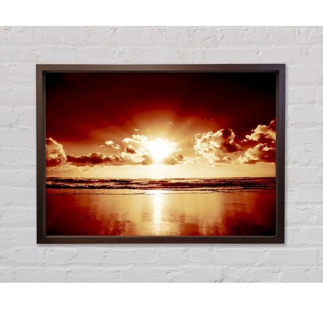 Pfirsich Ozean Sonnenaufgang - Einzelner Bilderrahmen Kunstdrucke auf Leinwand Bright Star Größe: 100 cm H x 141,4 cm B on Productcaster.