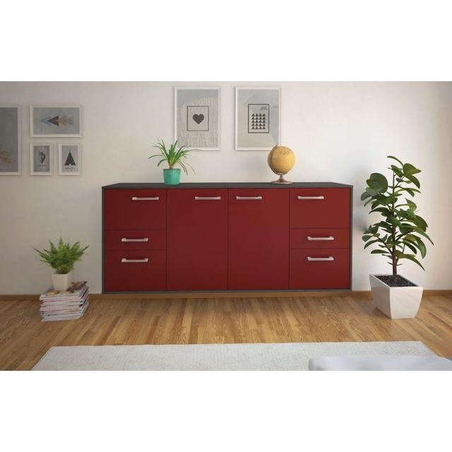 Babrow sideboard, flying/metal handles, size: 180 x 79 x 35cm Brayden Studio Colour: Red/Anthracite on Productcaster.