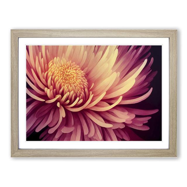 Contemporary Chrysanthemum Flower - Picture Frame Graphic Art Latitude Run Size: 25cm H x 34cm W x 2cm D, Frame Colour: Oak on Productcaster.