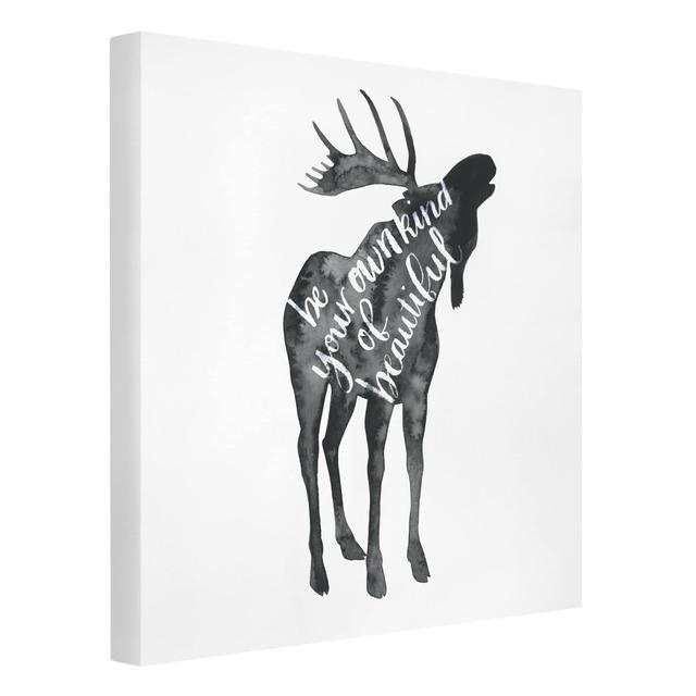 Animals with Wisdom - Moose - Wrapped Canvas Graphic Art Happy Larry Colour: White, Size: 70cm H x 70cm W, Format: Recycled Canvas 330g/m² on Productcaster.