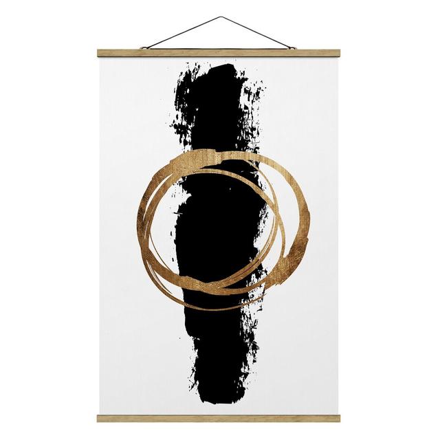 Abstract Shapes - Gold and Black - Graphic Art Print Canora Grey Size: 150cm H x 100cm W x 0.3cm D on Productcaster.