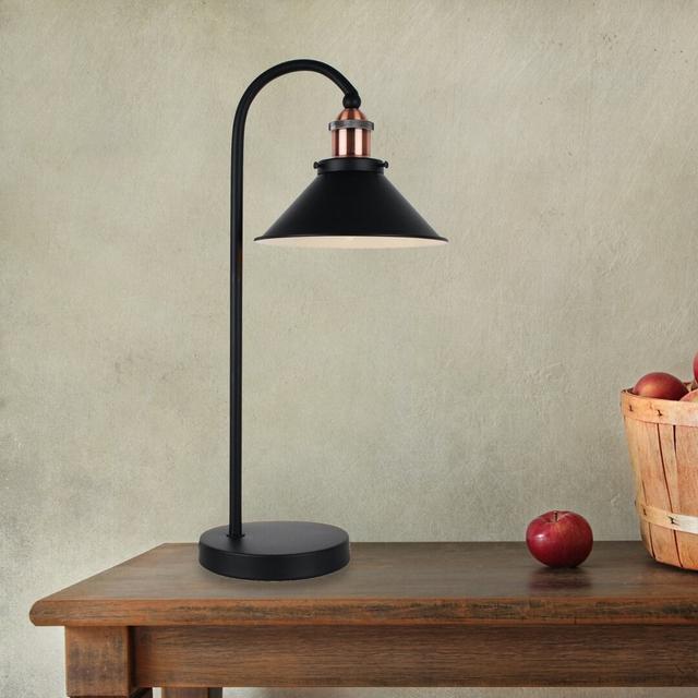 Grabowski 53cm Desk Lamp Borough Wharf Shade Colour: Black, Base Colour: Black on Productcaster.