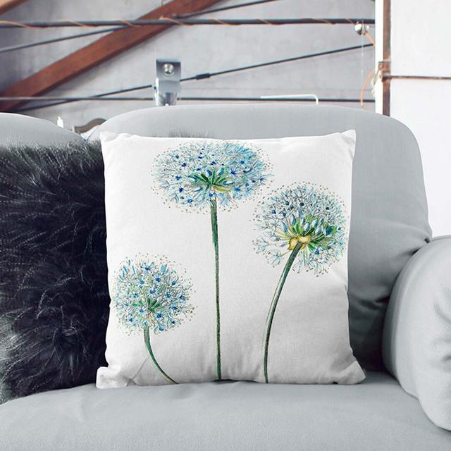 Blue Dandelion Flowers Cushion with Filling East Urban Home Size: 40cm H x 40cm W x 15cm D on Productcaster.