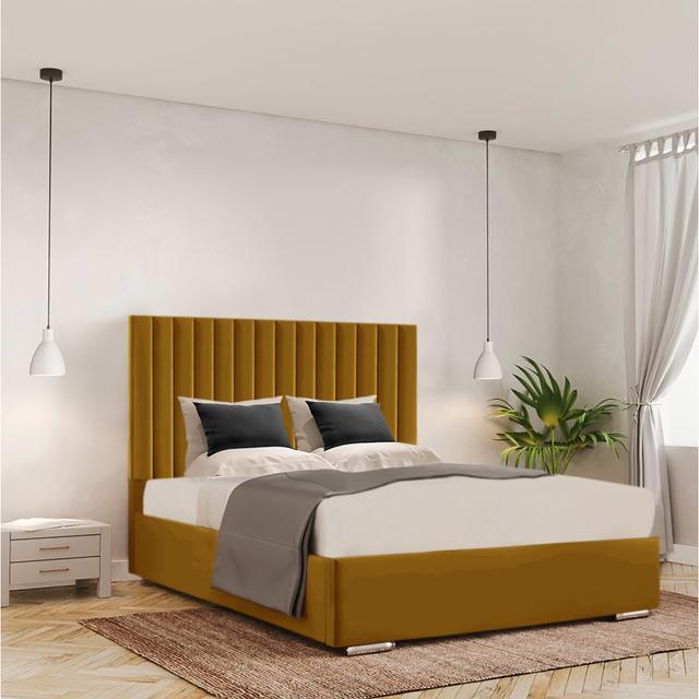 Celetha Bed Frame Ivy Bronx Colour: Turmeric, Size: Small Double (130 x 211 cm) on Productcaster.