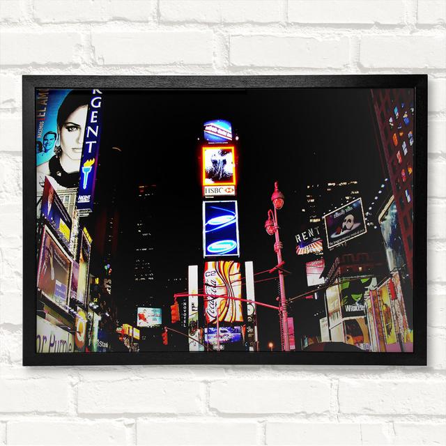 New York Broadway Night Lights - Closed Corner Frame Art Prints on Wood Latitude Run Size: 21cm H x 29.7cm W on Productcaster.