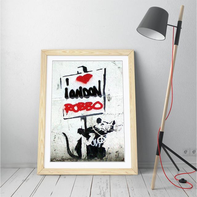 Banksy I Love London Robbo - Red Framed Wall Art Picture Print Maturi Size: 89cm H x 64cm W x 2cm D, Frame Colour: White Framed on Productcaster.