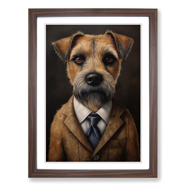 Border Terrier in a Suit Painting No.4 Happy Larry Frame Colour: Walnut, Size: 34cm H x 25cm W x 2cm D on Productcaster.