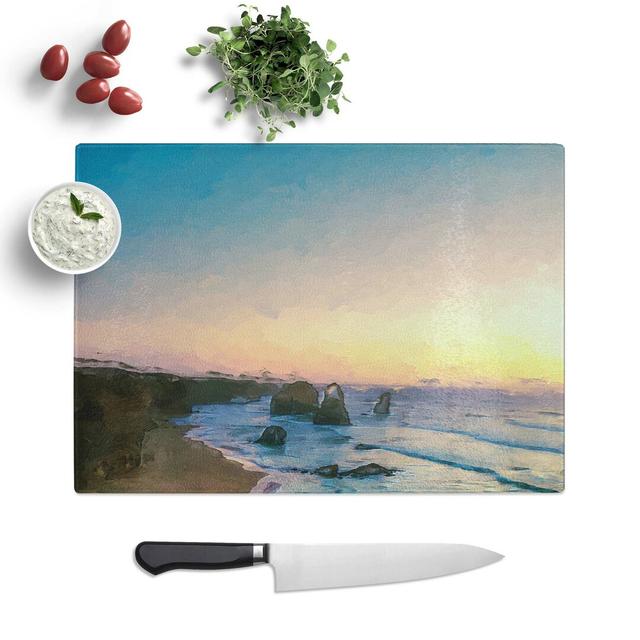 Tempered Glass Twelve Apostles in Victoria Australia Abstract Art Chopping Board East Urban Home Size: 28.5 cm W x 20 cm L on Productcaster.