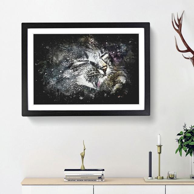 Cat Licking its Paw - Picture Frame Graphic Art Print East Urban Home Frame Option: Black Framed, Size: 24cm H x 33cm W x 2cm D on Productcaster.