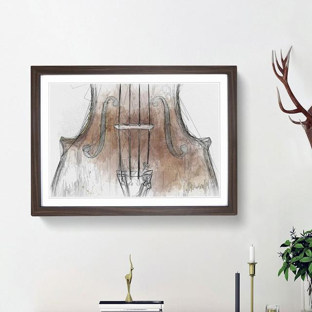 The Beauty of the Violin in Abstract - Picture Frame Drawing Print East Urban Home Size: 27cm H x 36cm W x 2cm D, Frame Option: Walnut Framed on Productcaster.