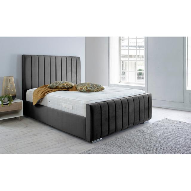 Akhari Upholstered Bed Frame Canora Grey Colour: Black, Size: Single (3') on Productcaster.