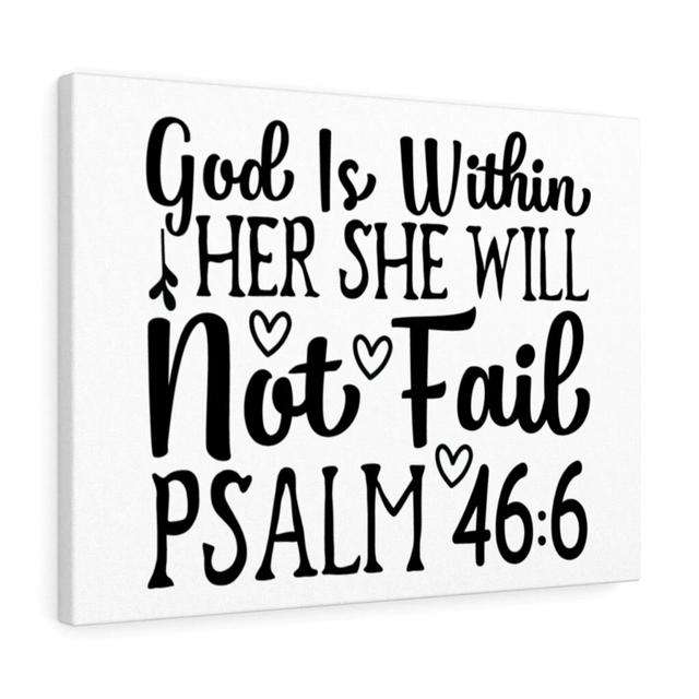 God Is Within Psalm 46:6 - Wrapped Canvas Typography Blue Elephant Size: 46cm H x 61cm W on Productcaster.