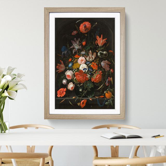 Still Life with Flowers Vol.4 by Abraham Mignon - Picture Frame Painting East Urban Home Frame Option: Oak, Size: 48cm H x 36cm W x 2cm D on Productcaster.