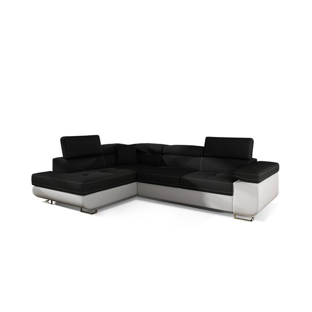 Supranowitz An_04 Right Sawana 05/ Soft 17 Corner Sofa Bed Metro Lane Upholstery Colour: Black/White, Orientation: Left Hand Facing on Productcaster.