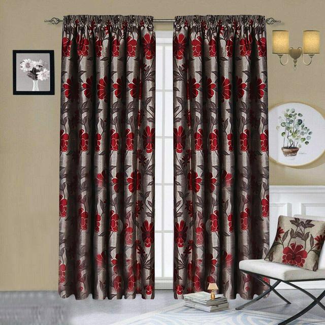 Mishler Pencil Pleat Room Darkening Curtains (Set of 2) Mercer41 Colour: Red/Grey, Panel Size: Width 167 x Drop 183cm on Productcaster.