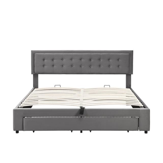 Tymvou Upholstered Standard Bed August Grove Colour: Grey, Size: Super King (6') on Productcaster.