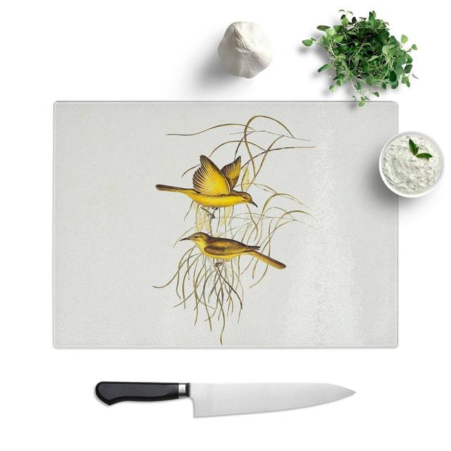 Tempered Glass Yellow Honeyeaters by Elizabeth Gould Chopping Board East Urban Home Size: 28.5 cm W x 20 cm L on Productcaster.