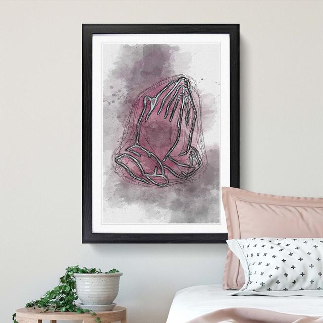 Praying Hands in Abstract - Picture Frame Graphic Art Print East Urban Home Size: 91cm H x 60cm W x 2cm D, Frame Option: Black on Productcaster.